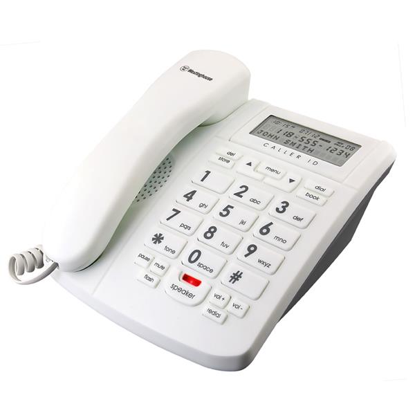 Westinghouse Corded Phone Trimline Caller ID Speakerphone White
